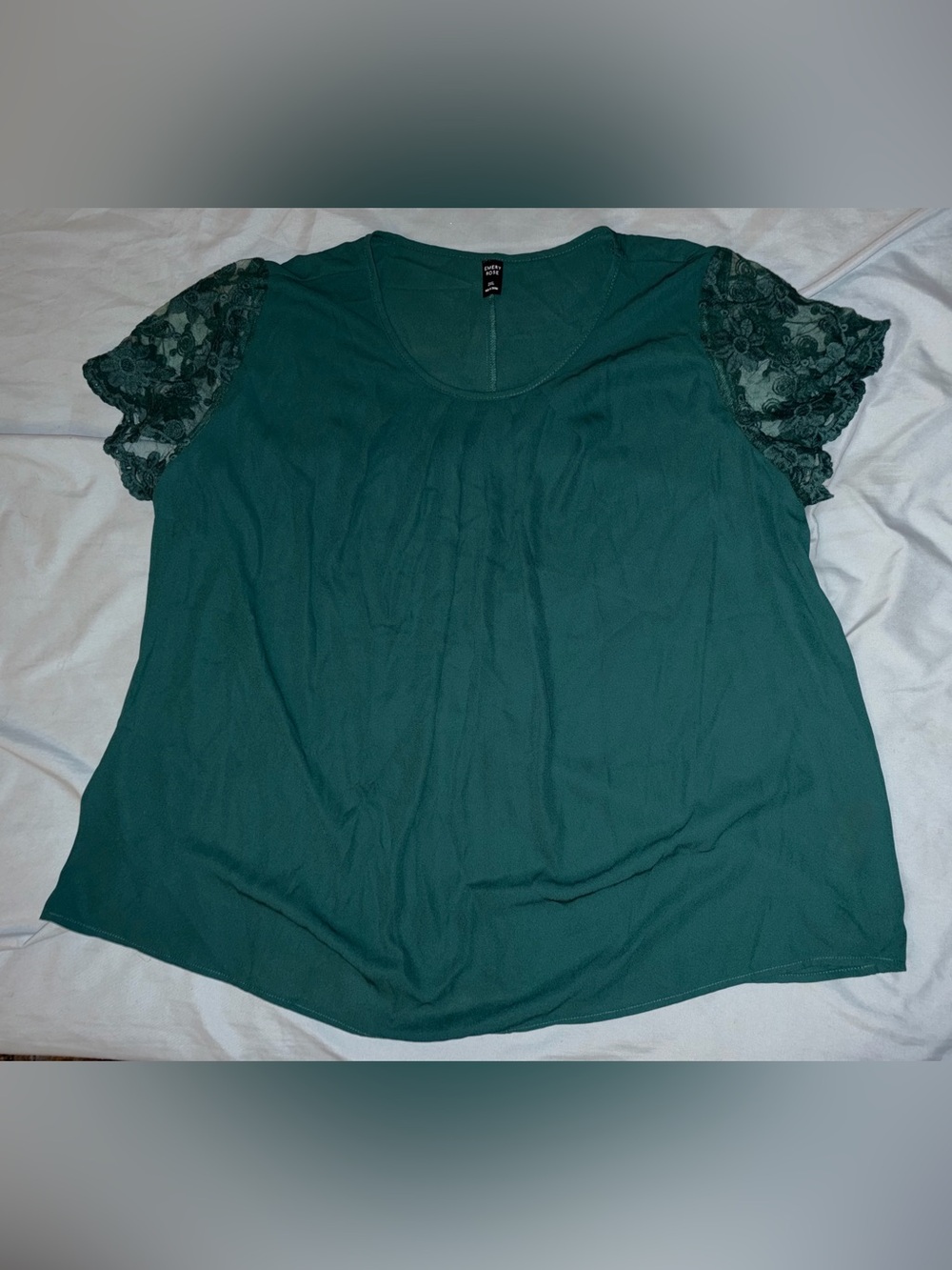 Green Lace Sleeve Women's Blouse